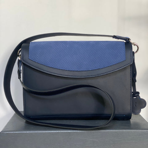 sac vani en cuir bleu artisanat d'art ippyoo colombes