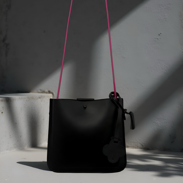 pochette en cuir haut e gamme, luxe, cuir noir