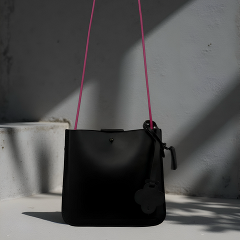 pochette en cuir haut e gamme, luxe, cuir noir