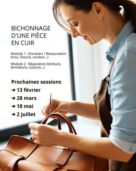 formation cuir réparation , maroquinerie, travail du cuir, école maroquinerie, paris, colombes