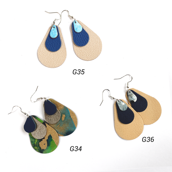 Boucles d'oreilles, Annabelle Mai, Carole PRADELLE, PAPIER DILU, ippyoo, bijoux, cuir, aquarelle, art, artisanat d'art  Modifier le texte alternatif