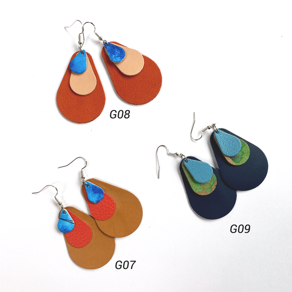 Boucles d'oreilles, Annabelle Mai, Carole PRADELLE, PAPIER DILU, ippyoo, bijoux, cuir, aquarelle, art, artisanat d'art  Modifier le texte alternatif