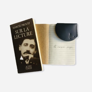 marque page en cuir lisse gris anthracite