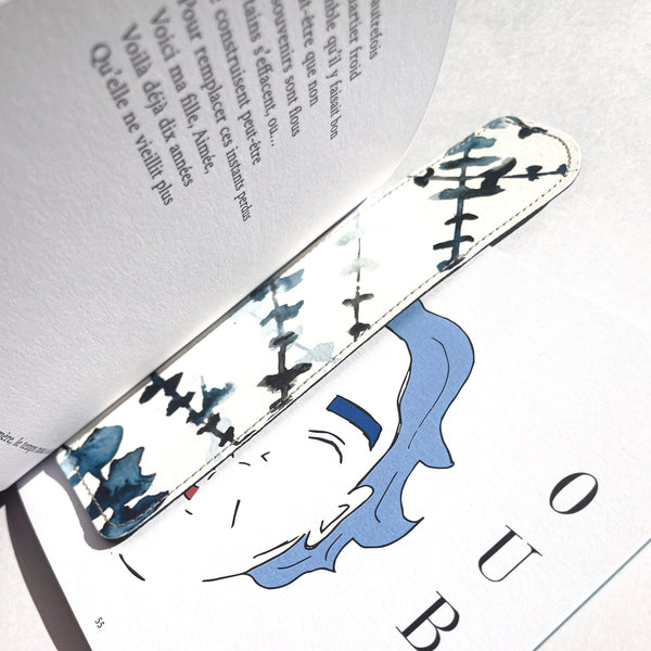 MARQUE PAGE CUIR ILLUSTRATION, ART ET ARTISANAT D'ART, SAVOIR FAIRE, ARTISTE AQUARELLE, MAROQUINERIE