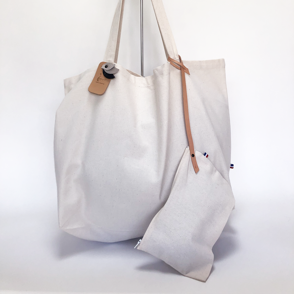 Sac en toile aide in France 100% coton et cuir, Carole Pradelle, ippyoo, maroquinier, sellier